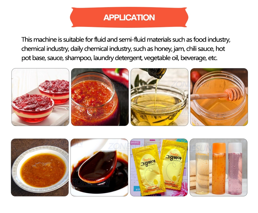 Zonesun Automatic Paste Honey Stick Oil Jam Ketchup Water Quantitative Liquid Packaging Machine Filling Sealing Machine