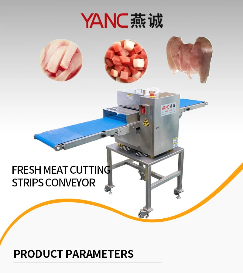 Commercial Horizontal Meat Strip Cube Cutter with Conveyor Design